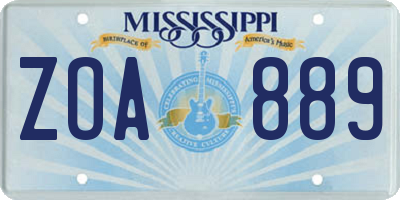 MS license plate ZOA889