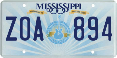 MS license plate ZOA894