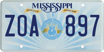 MS license plate ZOA897