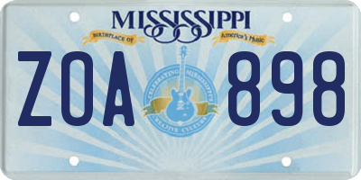 MS license plate ZOA898