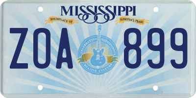 MS license plate ZOA899
