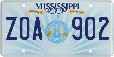 MS license plate ZOA902