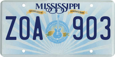 MS license plate ZOA903