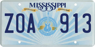 MS license plate ZOA913