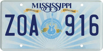 MS license plate ZOA916