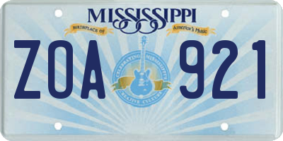 MS license plate ZOA921
