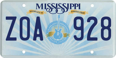 MS license plate ZOA928