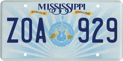 MS license plate ZOA929