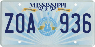 MS license plate ZOA936