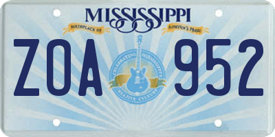 MS license plate ZOA952