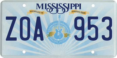 MS license plate ZOA953