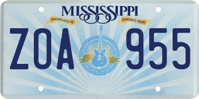 MS license plate ZOA955