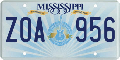 MS license plate ZOA956