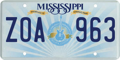 MS license plate ZOA963