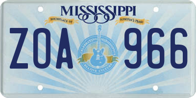 MS license plate ZOA966