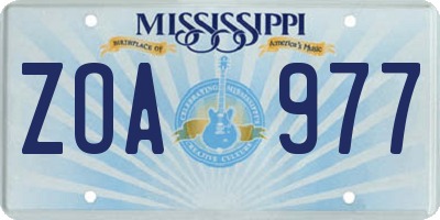 MS license plate ZOA977