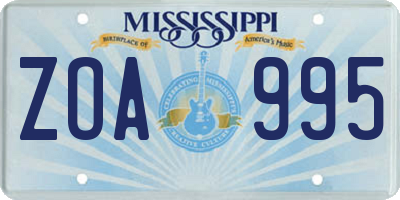 MS license plate ZOA995