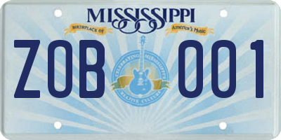 MS license plate ZOB001