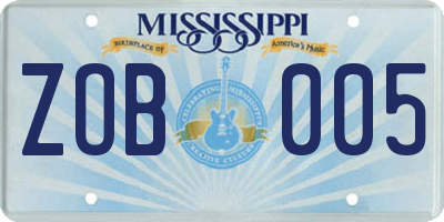 MS license plate ZOB005