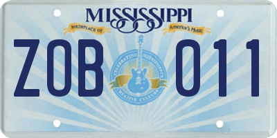 MS license plate ZOB011