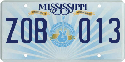 MS license plate ZOB013