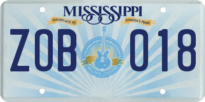 MS license plate ZOB018