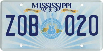 MS license plate ZOB020