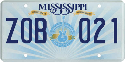 MS license plate ZOB021