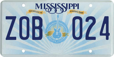 MS license plate ZOB024