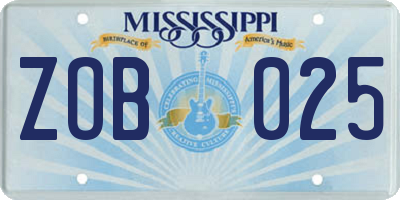 MS license plate ZOB025