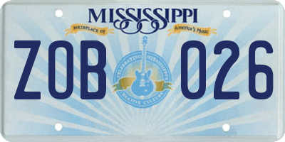 MS license plate ZOB026