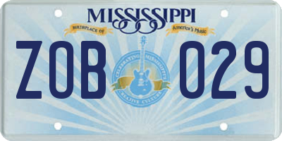 MS license plate ZOB029