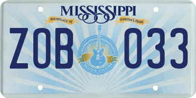 MS license plate ZOB033