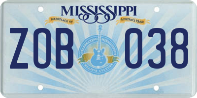 MS license plate ZOB038