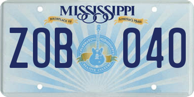 MS license plate ZOB040