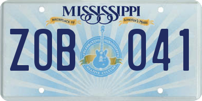 MS license plate ZOB041