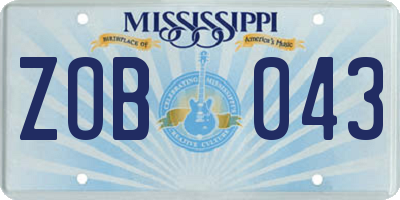 MS license plate ZOB043