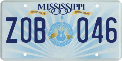 MS license plate ZOB046