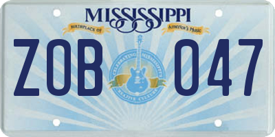 MS license plate ZOB047