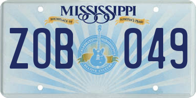 MS license plate ZOB049