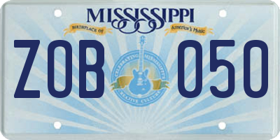 MS license plate ZOB050
