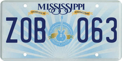 MS license plate ZOB063
