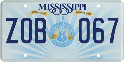 MS license plate ZOB067