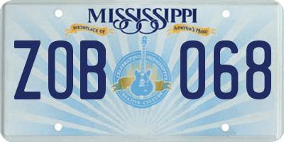MS license plate ZOB068