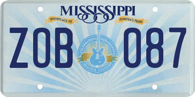 MS license plate ZOB087