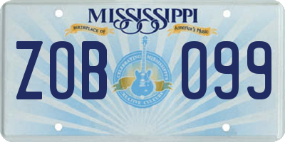 MS license plate ZOB099