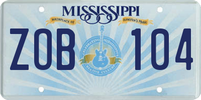 MS license plate ZOB104