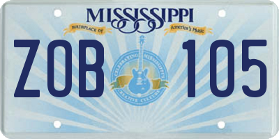 MS license plate ZOB105