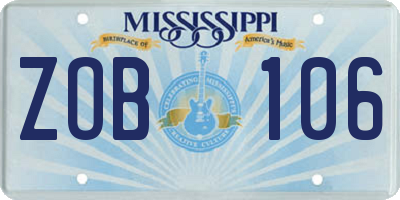 MS license plate ZOB106