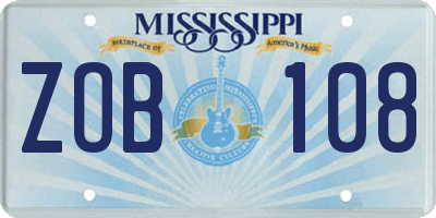 MS license plate ZOB108